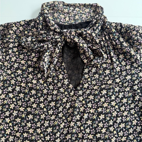 Rebecca Taylor Floral Silk Short Sleeve Louisa Ruffle Top Sz 8 Career  Romantic - Picture 8 of 13